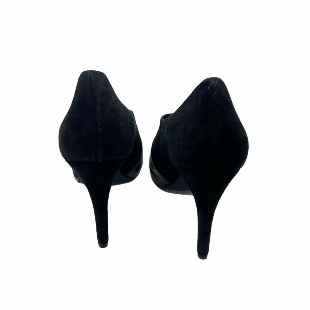 Audrey Brooke Pump Stiletto Heels Women's Black Peep Toe Slip On Size 7.5 M